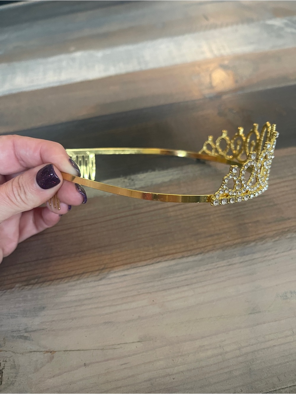 "40th" Birthday Gold Rhinestone Tiara Crown - Picture 8 of 8